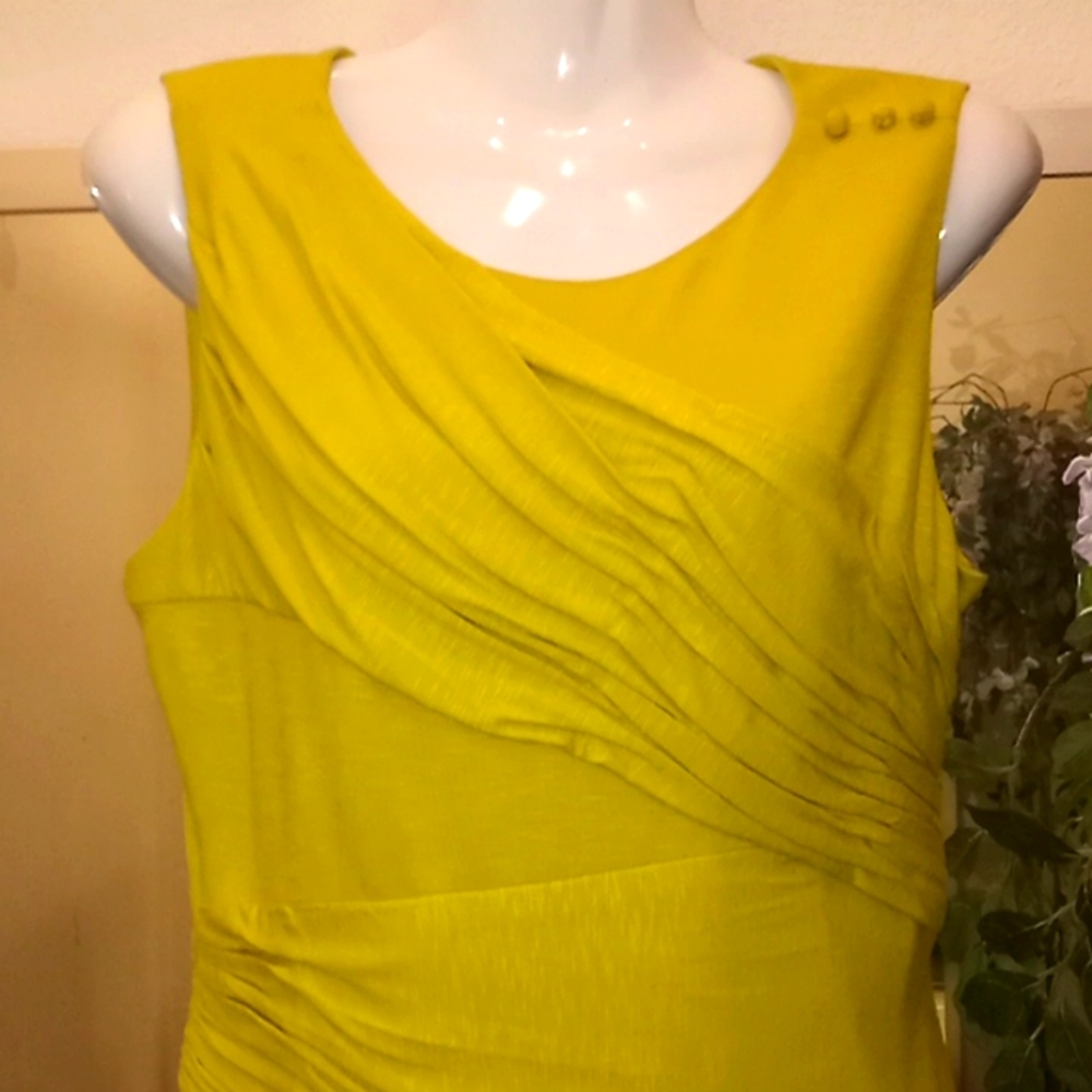 Vince Camuto Microstriped Lime  Knit A Line Dress